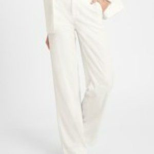 High-Rise Wide-Leg Pant with Elastic Sides in White
